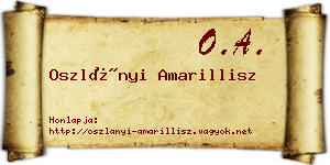 Oszlányi Amarillisz névjegykártya